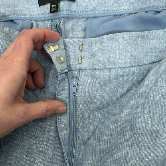 Talbots 100% Linen Cropped Pants Blue size 16W - Picture 3 of 8